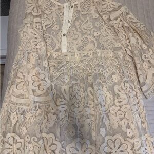 Free People Cream Lace Swim Coverup